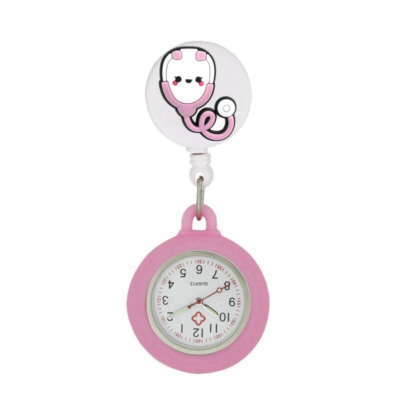 Montre infirmière rétractable pour blouse - symboles médicaux