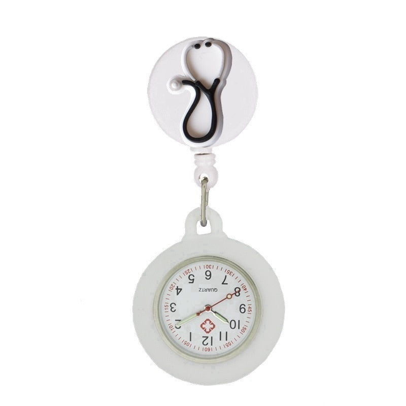 Montre infirmière rétractable pour blouse - symboles médicaux