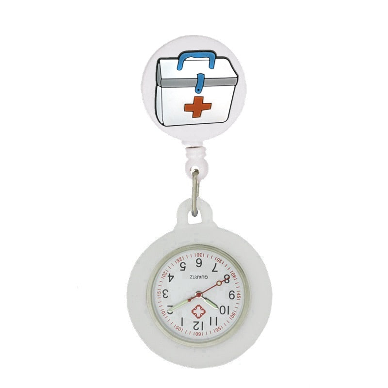 Montre infirmière rétractable pour blouse - symboles médicaux