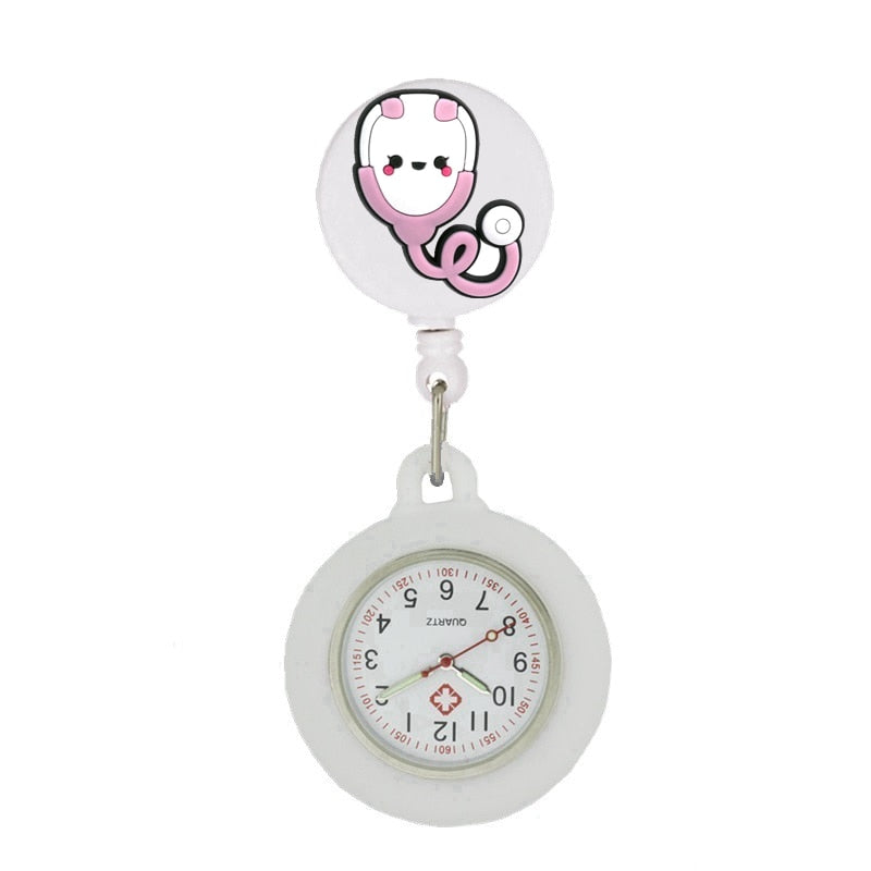 Montre infirmière rétractable pour blouse - symboles médicaux