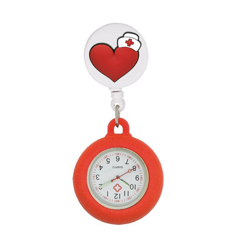Montre infirmière rétractable pour blouse - symboles médicaux