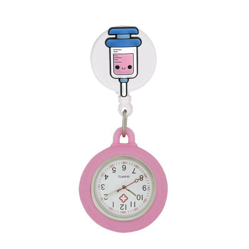 Montre infirmière rétractable pour blouse - symboles médicaux