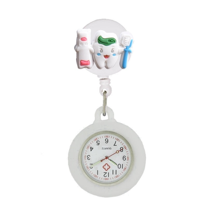 Montre infirmière rétractable pour blouse - symboles médicaux