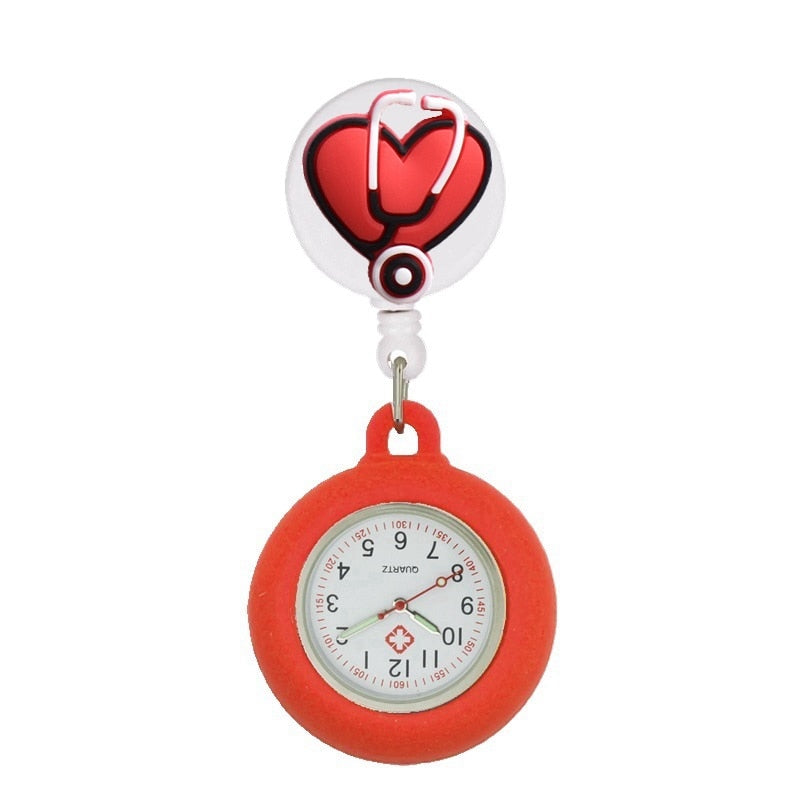 Montre infirmière rétractable pour blouse - symboles médicaux