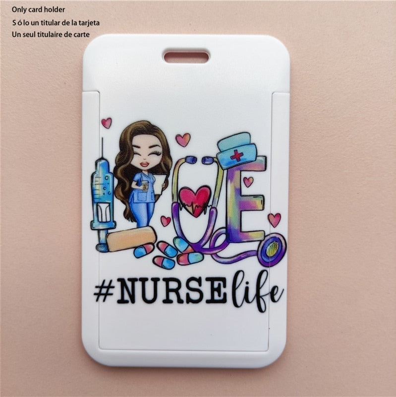 Porte-badge "illustration" infirmière avec tour de cou