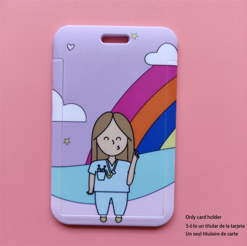 Porte-badge "illustration" infirmière avec tour de cou