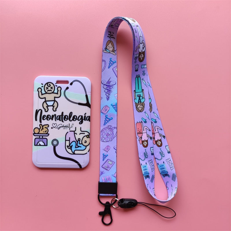Porte-badge "illustration" infirmière avec tour de cou
