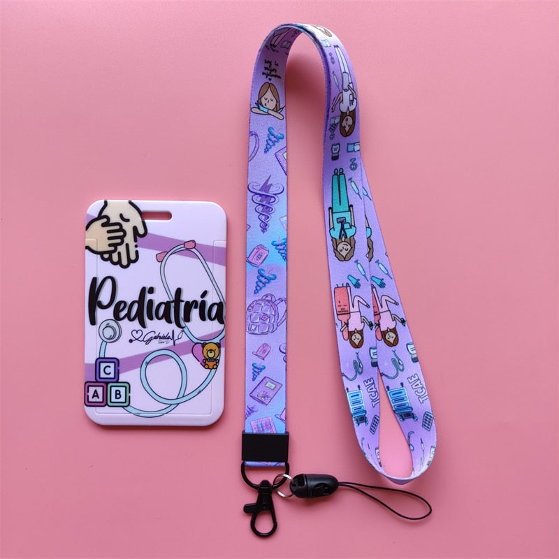 Porte-badge "illustration" infirmière avec tour de cou