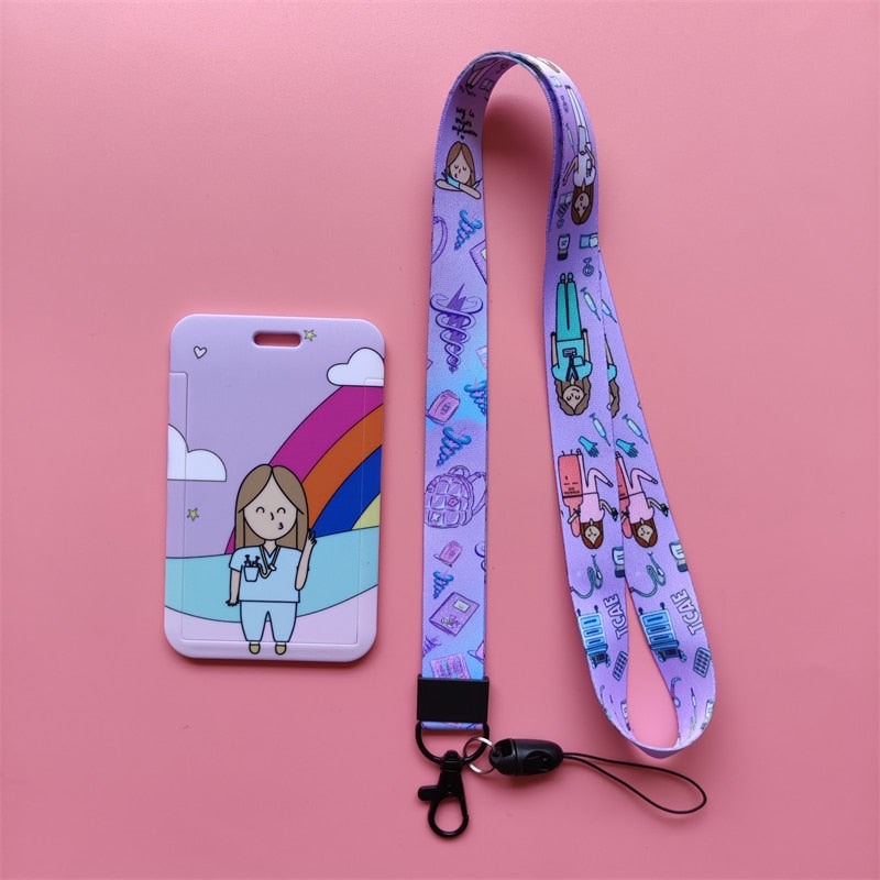 Porte-badge "illustration" infirmière avec tour de cou