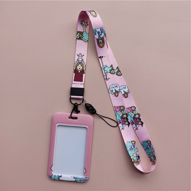 Porte-badge "illustration" infirmière avec tour de cou