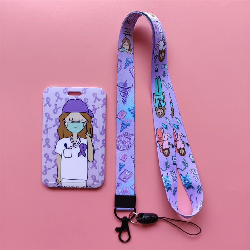 Porte-badge "illustration" infirmière avec tour de cou