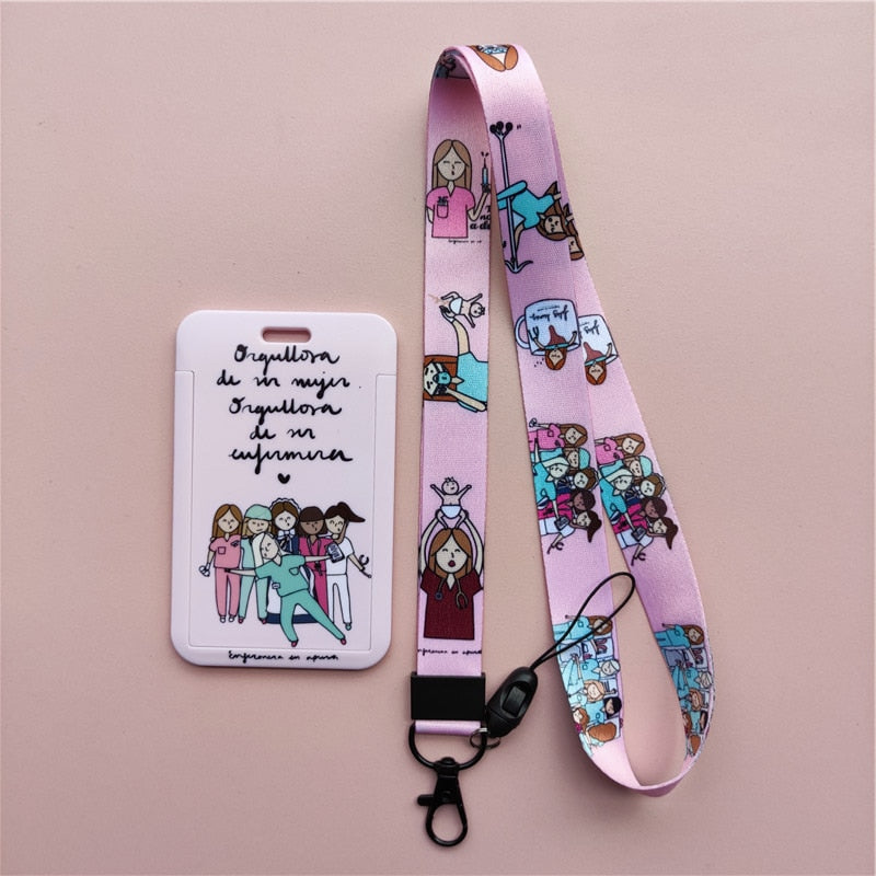 Porte-badge "illustration" infirmière avec tour de cou