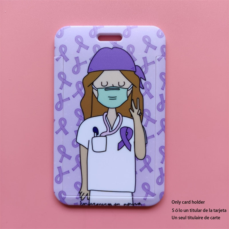 Porte-badge "illustration" infirmière avec tour de cou