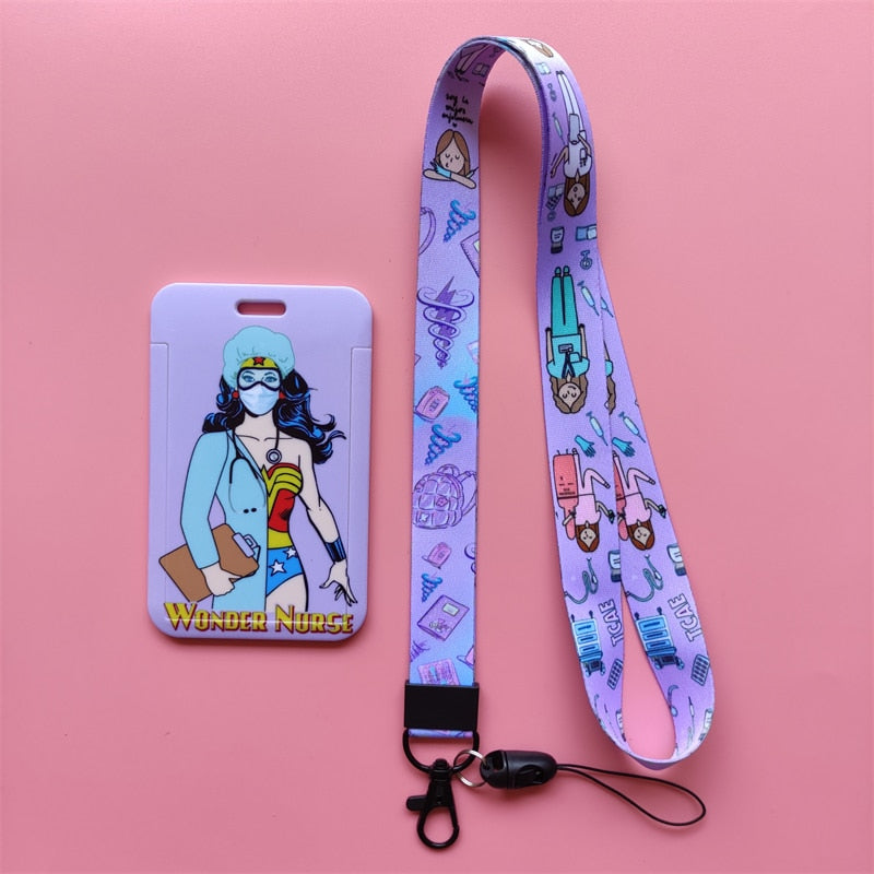 Porte-badge "illustration" infirmière avec tour de cou