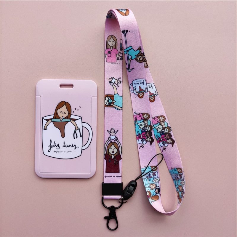 Porte-badge "illustration" infirmière avec tour de cou
