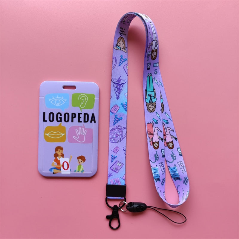 Porte-badge "illustration" infirmière avec tour de cou