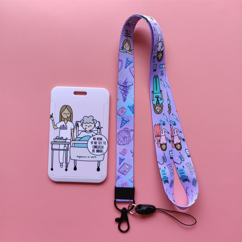 Porte-badge "illustration" infirmière avec tour de cou