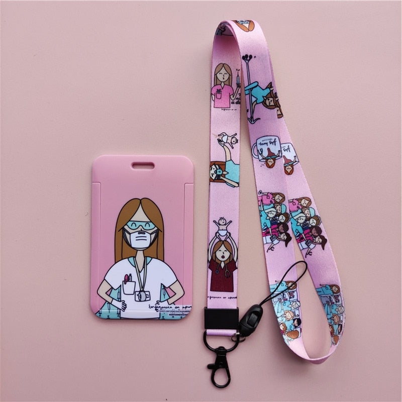 Porte-badge "illustration" infirmière avec tour de cou