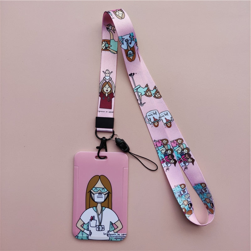 Porte-badge "illustration" infirmière avec tour de cou