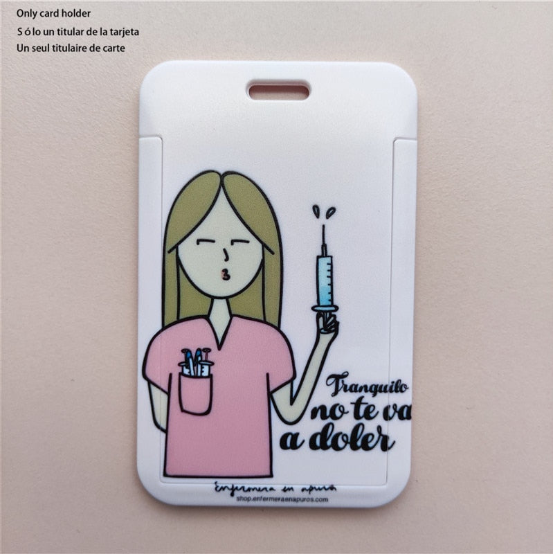 Porte-badge "illustration" infirmière avec tour de cou