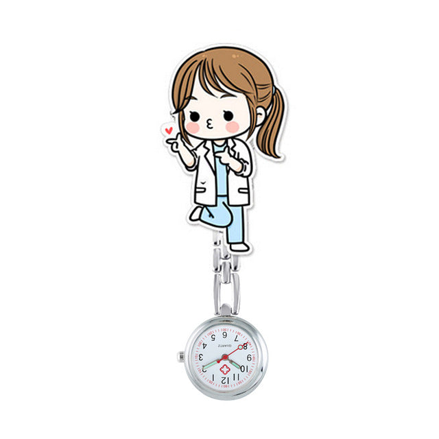 Montre infirmière à clip "Kawaii"