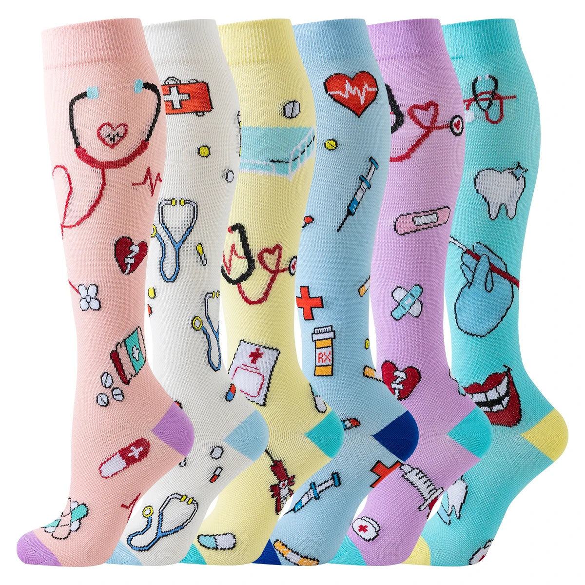 Lot de 6 Paires de chaussettes de compression pour infirmière