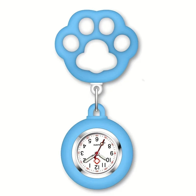 Montre Infirmière Noire Avec Clip Mousqueton - Cadran Blanc 12h - Résistance à L'eau 30m - Neuf Avec Boîte